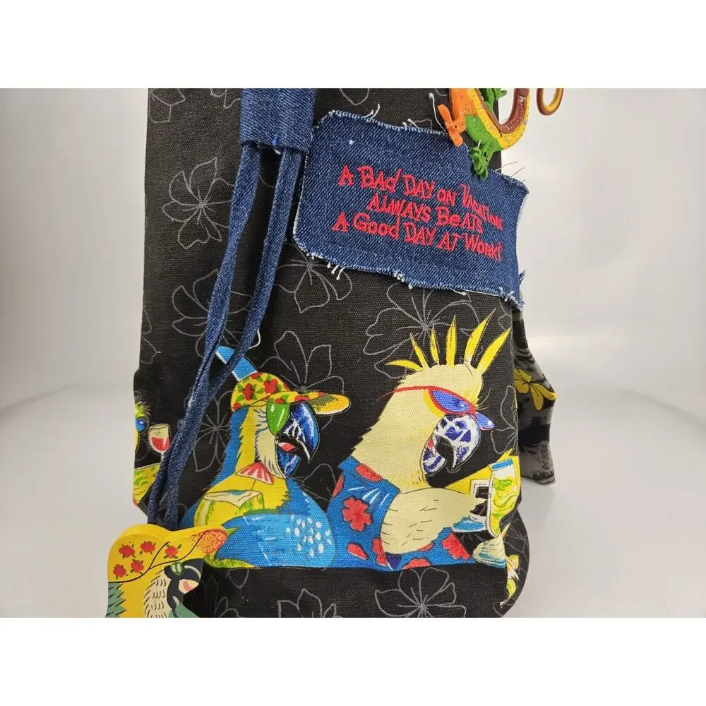 CARIBBEANO SOUL Parrot Party Canvas Beach Shoulder Tote Bag‎ + Coin Purse Unworn